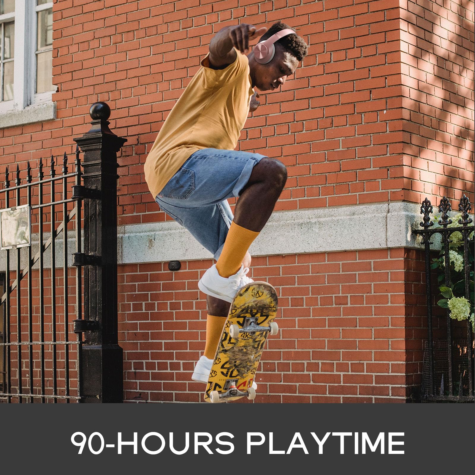 DOQAUS DOQAUS Bluetooth Headphones Over Ear, 90H Playtime, 3 EQ Modes, HiFi Audio, ENC Mic, Reinforced Durable Frame and Soft Earpads for Extended Wear, - View 2 of 7