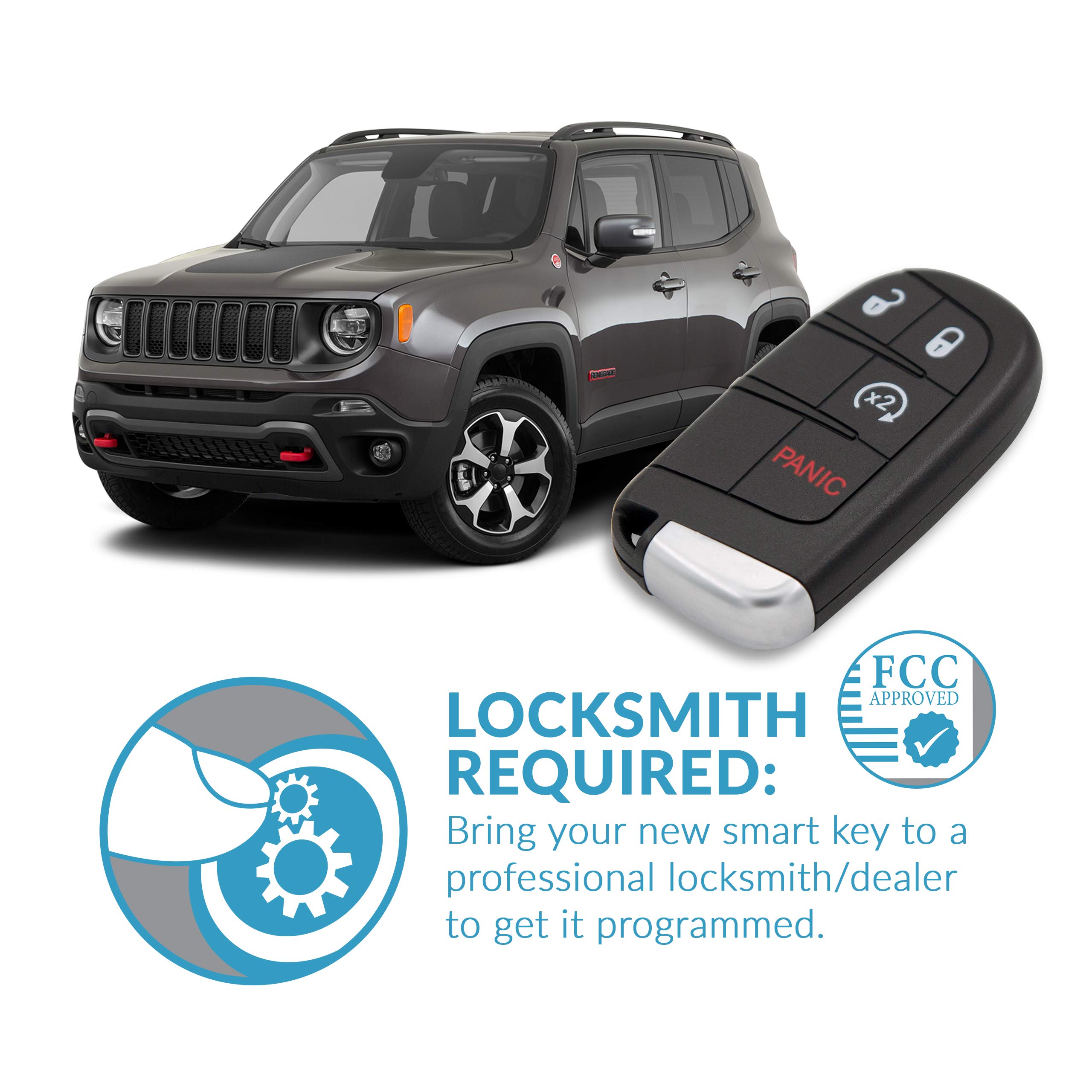 Keyless2Go Keyless2Go Replacement for 4 Button Proximity Smart Key for Jeep Renegade M3N-40821302 735636994 - View 5 of 6