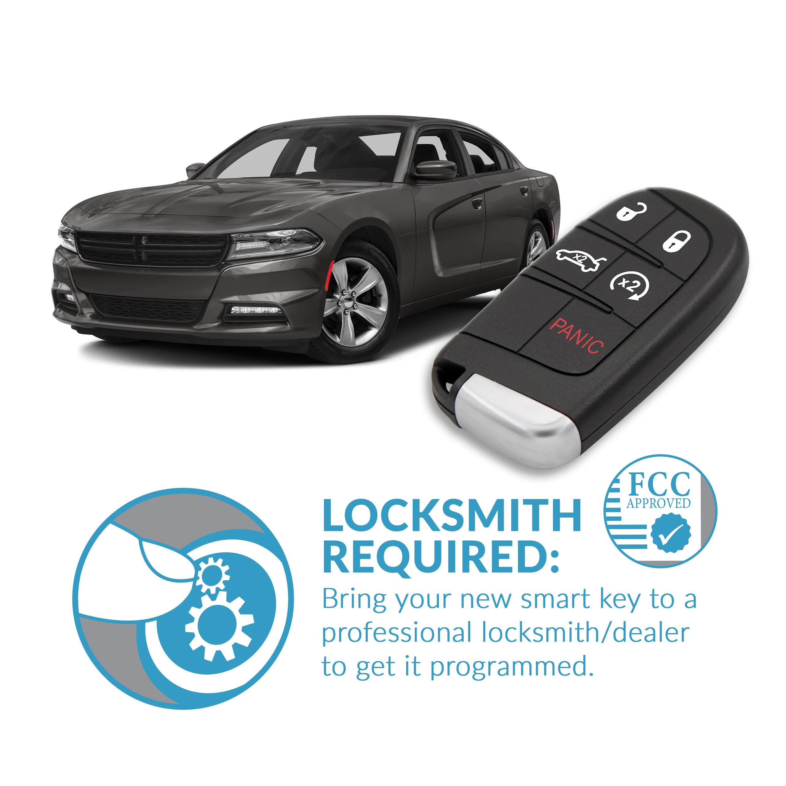 Keyless2Go Keyless2Go Replacement for 5 Button Proximity Smart Key for Chrysler Dodge M3M-40821302 68155687 AB - View 5 of 6