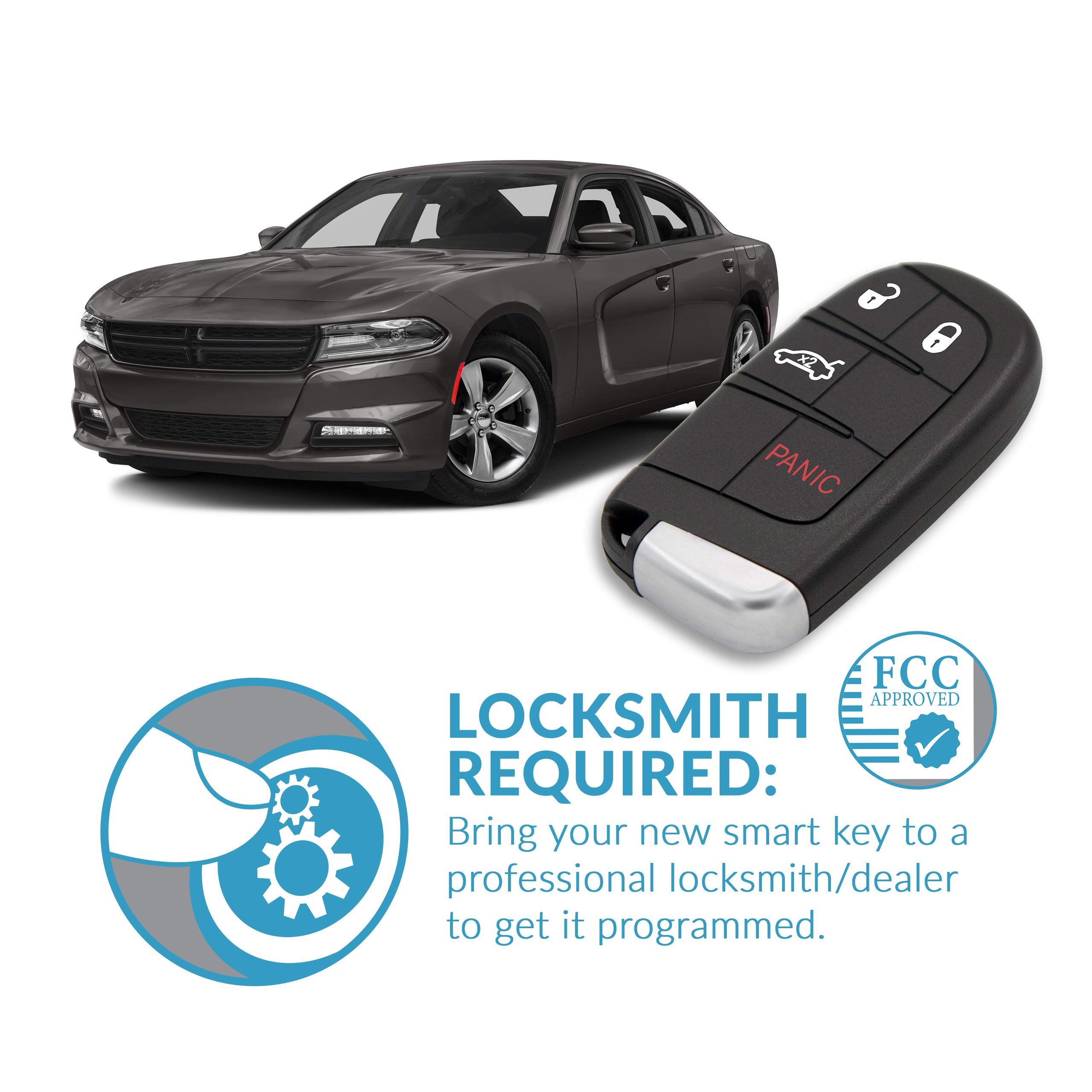 Keyless2Go Keyless2Go Replacement for 4 Button Proximity Smart Key for Chrysler Dodge M3M-40821302 68155686 AB - View 5 of 6