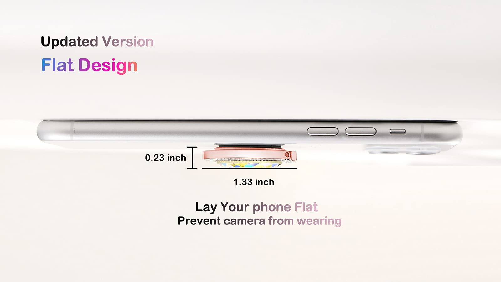 lenoup Lenoup Glitter Phone Ring Holder Sparkle Grip with Flat Diamond Rhinestone for Phones and Pads in Rose Gold - View 6 of 7