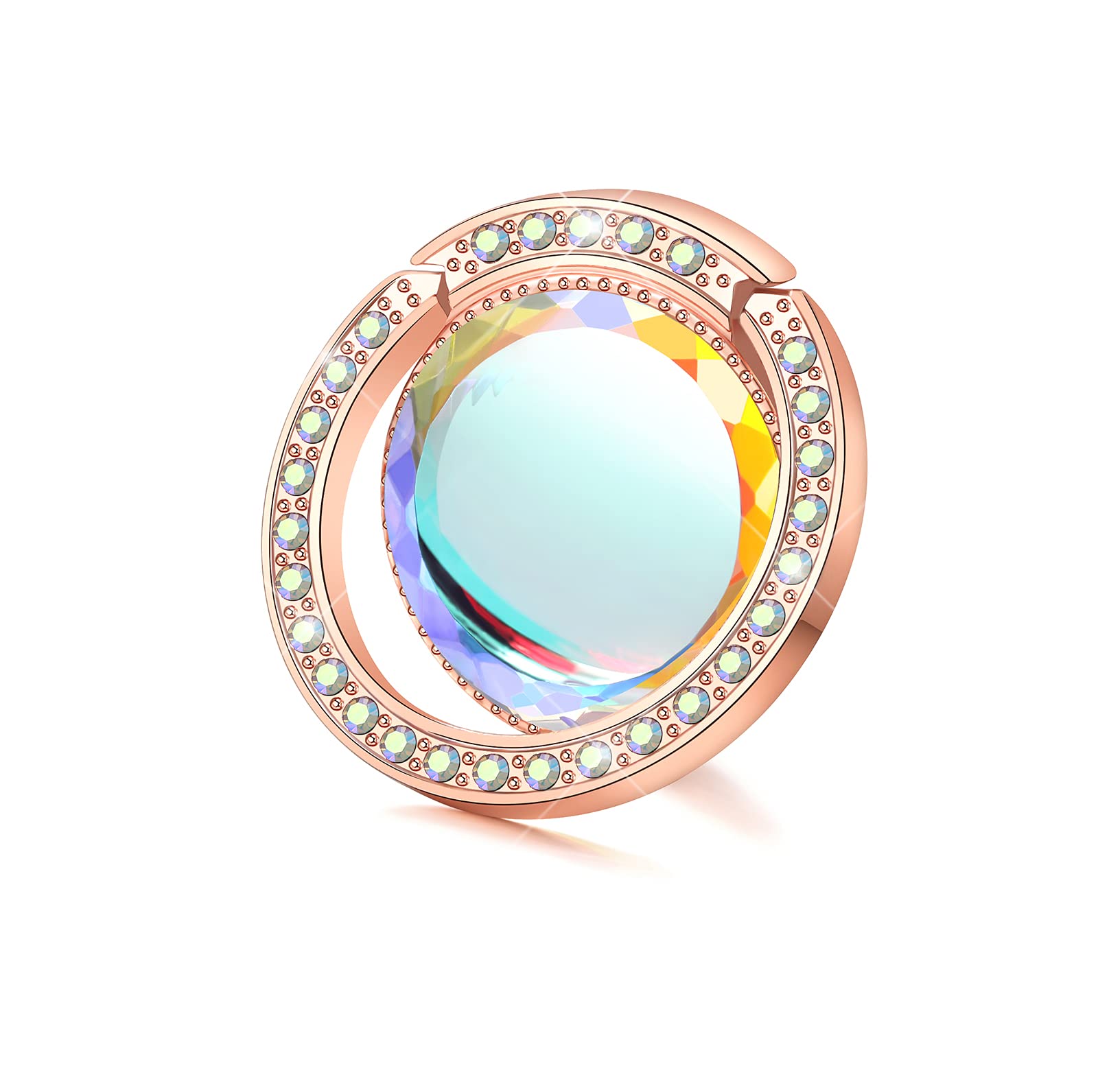 Lenoup Glitter Phone Ring Holder Sparkle Grip with Flat Diamond Rhinestone for Phones and Pads in Rose Gold