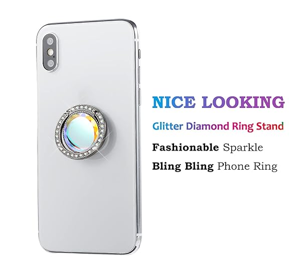 lenoup Lenoup Glitter Phone Ring Holder Sparkle Grip with Flat Diamond Rhinestone for Phones and Pads Black - View 2 of 6