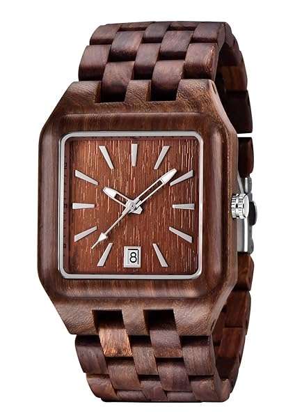 Dentily Stylish Men's Wooden Watch with Rectangle Dial & Quartz Movement - Dentily Collection