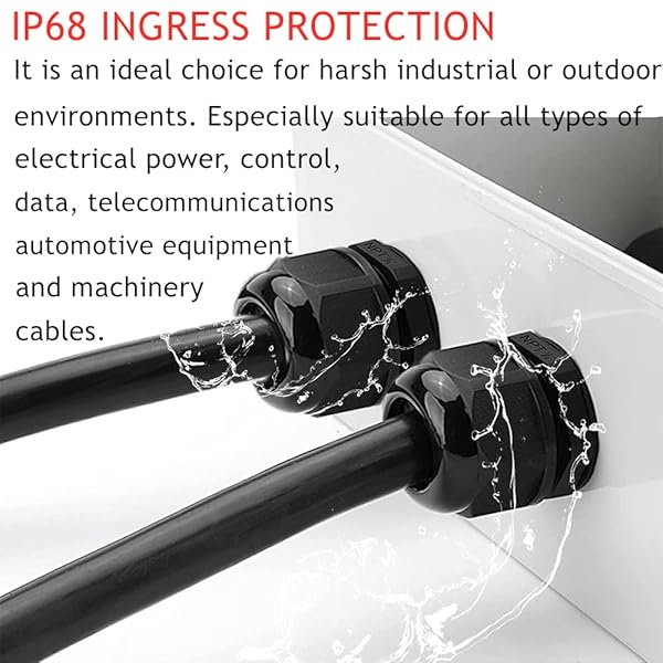 PENGLIN PENGLIN NPT1-1/4 Inch Nylon Cable Glands IP68 Waterproof Strain Relief Connector Black 5 Pack - View 4 of 7