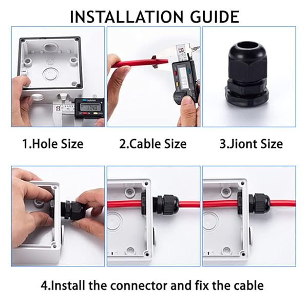 PENGLIN PENGLIN NPT1-1/4 Inch Nylon Cable Glands IP68 Waterproof Strain Relief Connector Black 5 Pack - View 6 of 7