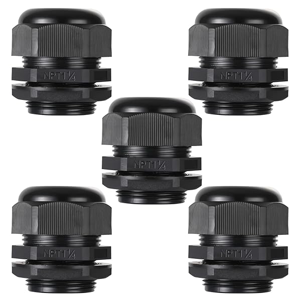 PENGLIN PENGLIN NPT1-1/4 Inch Nylon Cable Glands IP68 Waterproof Strain Relief Connector Black 5 Pack