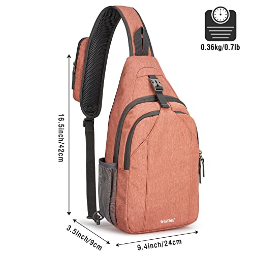 G4Free G4Free Sling Bag RFID Blocking Crossbody Backpack Daypack for Hiking and Travel in Light Orange - View 4 of 7
