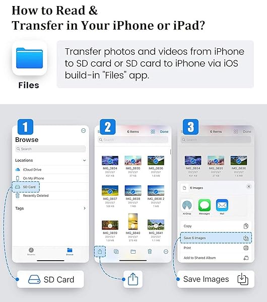 FUHAYA Lightning to SD Card Camera Reader for iPhone iPad Apple MFi Certified Veetone Dual Slot Micro SD SD Memory Card Adapter Plug and Play - View 6 of 9
