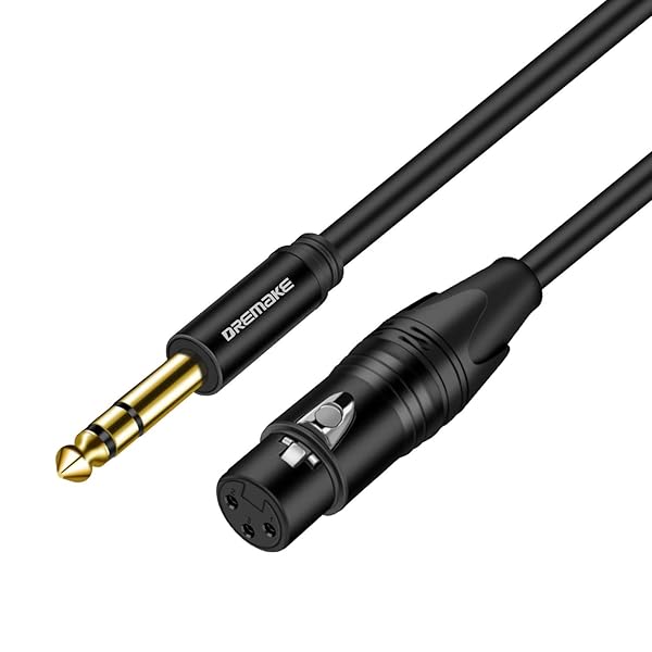 DREMAKE 15FT 1/4 Inch to XLR Female Balanced Audio Cable for Microphone Mixer Guitar AMP Speakers Black
