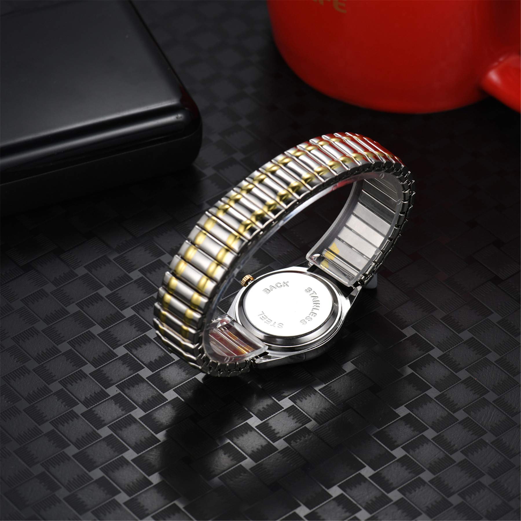 Lancardo Men Women Couple Elastic Strap Wristwatch Big Number Dial Stretch Band Easy to Read Quartz Movement - View 4 of 8