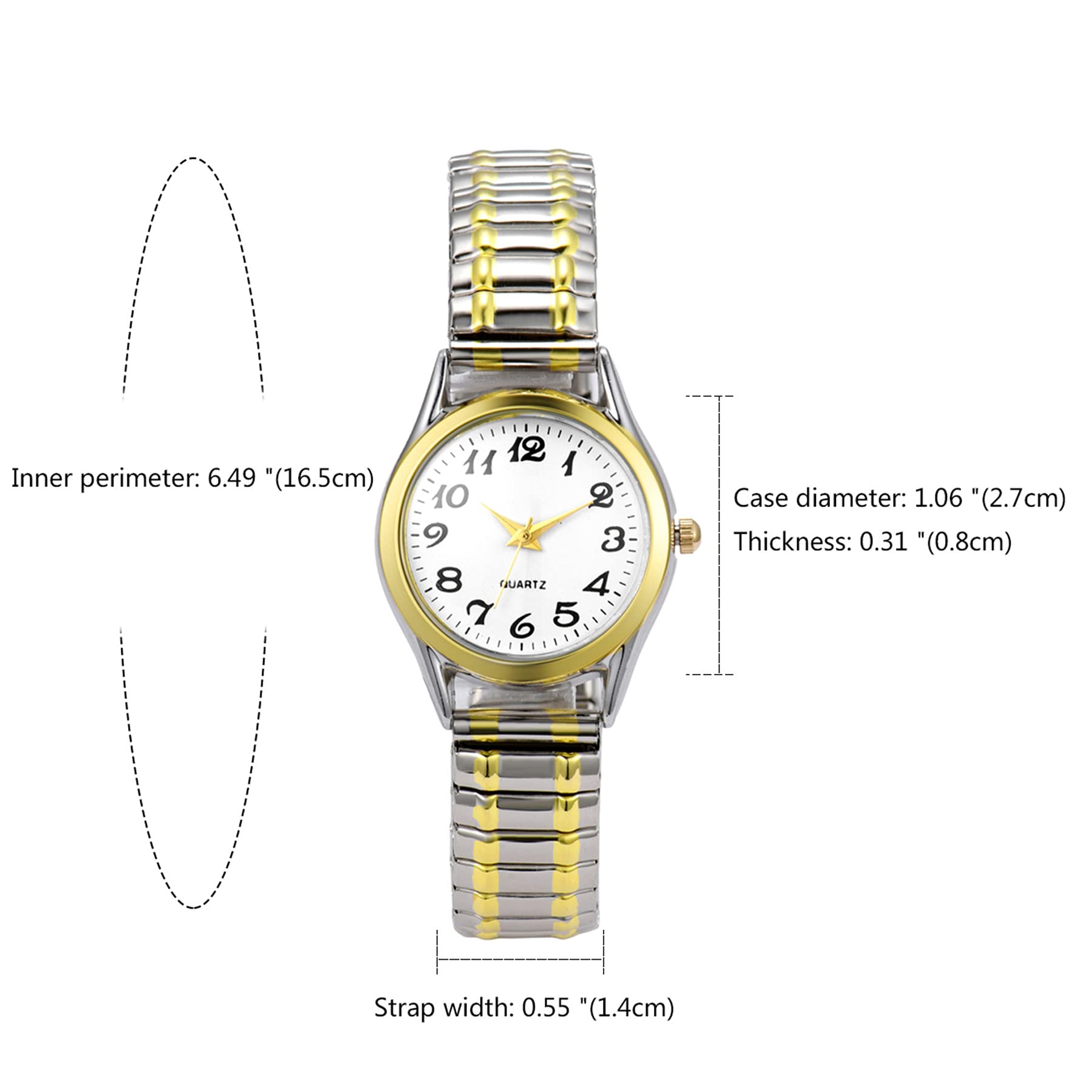 Lancardo Men Women Couple Elastic Strap Wristwatch Big Number Dial Stretch Band Easy to Read Quartz Movement - View 5 of 8