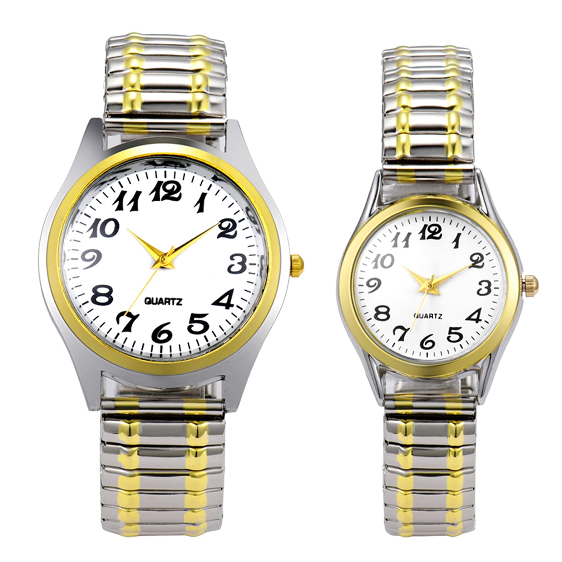 Lancardo Men Women Couple Elastic Strap Wristwatch Big Number Dial Stretch Band Easy to Read Quartz Movement - View 7 of 8