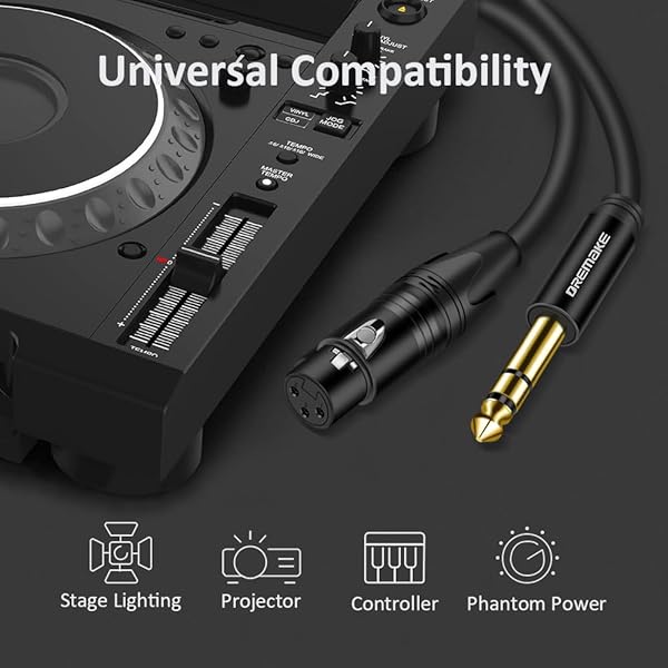 DREMAKE DREMAKE 40FT 1/4 Inch to XLR Female Balanced Audio Cable for Microphone Mixer Guitar AMP Speakers Black - View 2 of 6