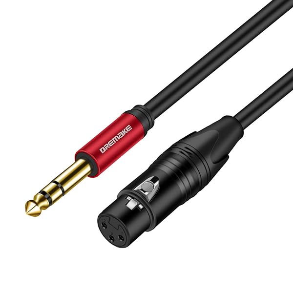 6FT Balanced XLR to 1/4 Audio Cable DREMAKE TRS Male to XLR Female Mic Cable for Mixer and Sound Consoles Red