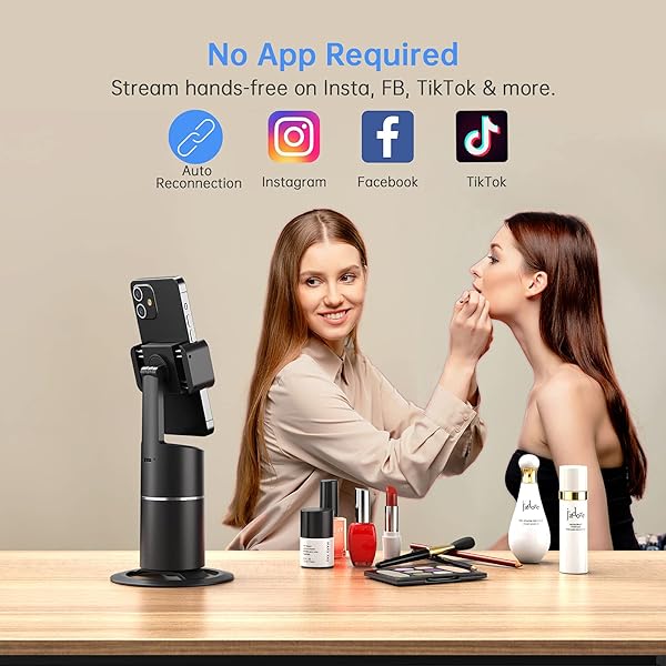 camrola Auto Face Tracking Phone Holder 360 Degree Rotation Tripod for Live Streaming Video Rechargeable Battery Black - View 5 of 8