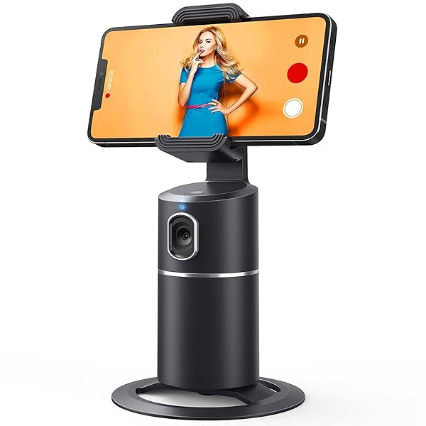 camrola Auto Face Tracking Phone Holder 360 Degree Rotation Tripod for Live Streaming Video Rechargeable Battery Black