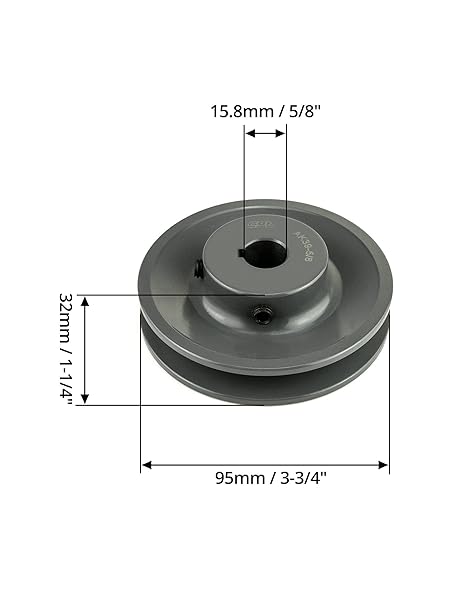 QWORK QWORK AK3958 Single Groove Web Sheaves 375 Inch OD 58 Inch Bore V Belt Sheave A Belt Section Cast Iron for V Belt - View 5 of 6