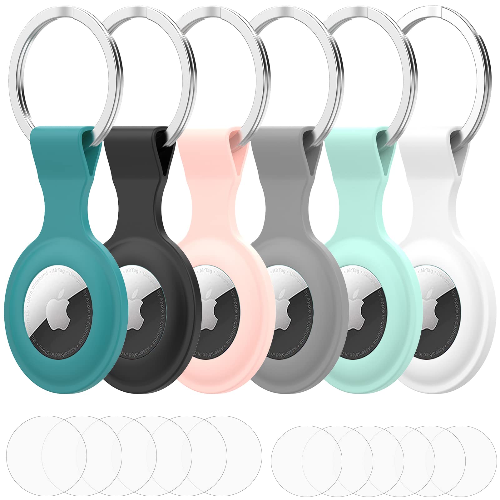 Lijinlan 6-Pack Portable Silicone Case for Apple AirTags | Lightweight Anti-Scratch Keychain Protectors