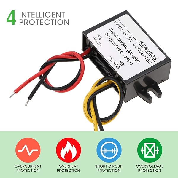 Kuuleyn High-Efficiency 12V/24V to 5V 5A DC-DC Buck Converter - Step-Down Power Supply Module K240505 - View 8 of 10
