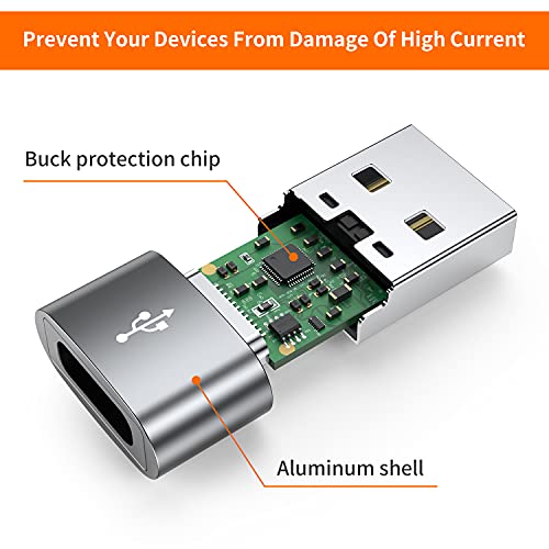 JXMOX USB C Female to USB Male Adapter 4-Pack JXMOX Type C to USB A Charger Compatible with iPhone iPad Samsung Galaxy Google Pixel - View 5 of 6