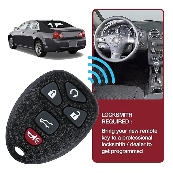 KEYSREMOTE Replacement Keyless Car Remote Control 5 Buttons for GMC Acadia Yukon Chevy Suburban Tahoe Traverse Buick Enclave Cadillac Escalade SRX - View 2 of 7