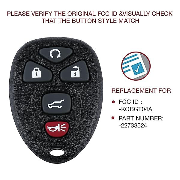 KEYSREMOTE Replacement Keyless Car Remote Control 5 Buttons for GMC Acadia Yukon Chevy Suburban Tahoe Traverse Buick Enclave Cadillac Escalade SRX - View 6 of 7