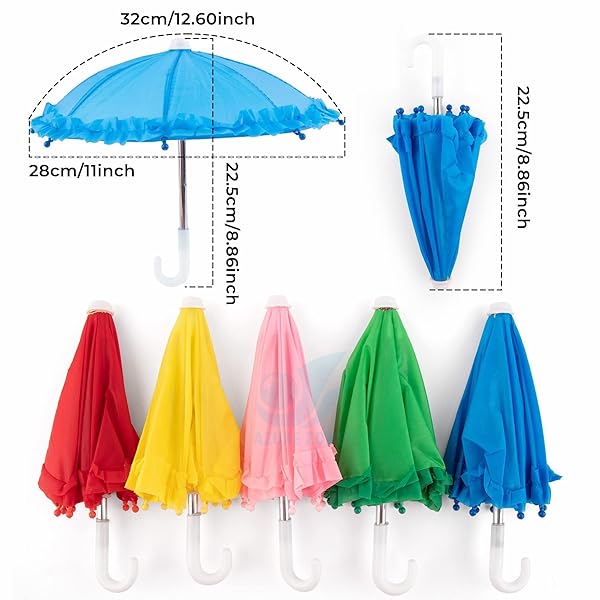 Azure Zone Azure Zone 5 Pack Cute Colorful Mini Umbrellas for Home Table Decoration Photography Props and Outdoor Plants Shade - View 3 of 9