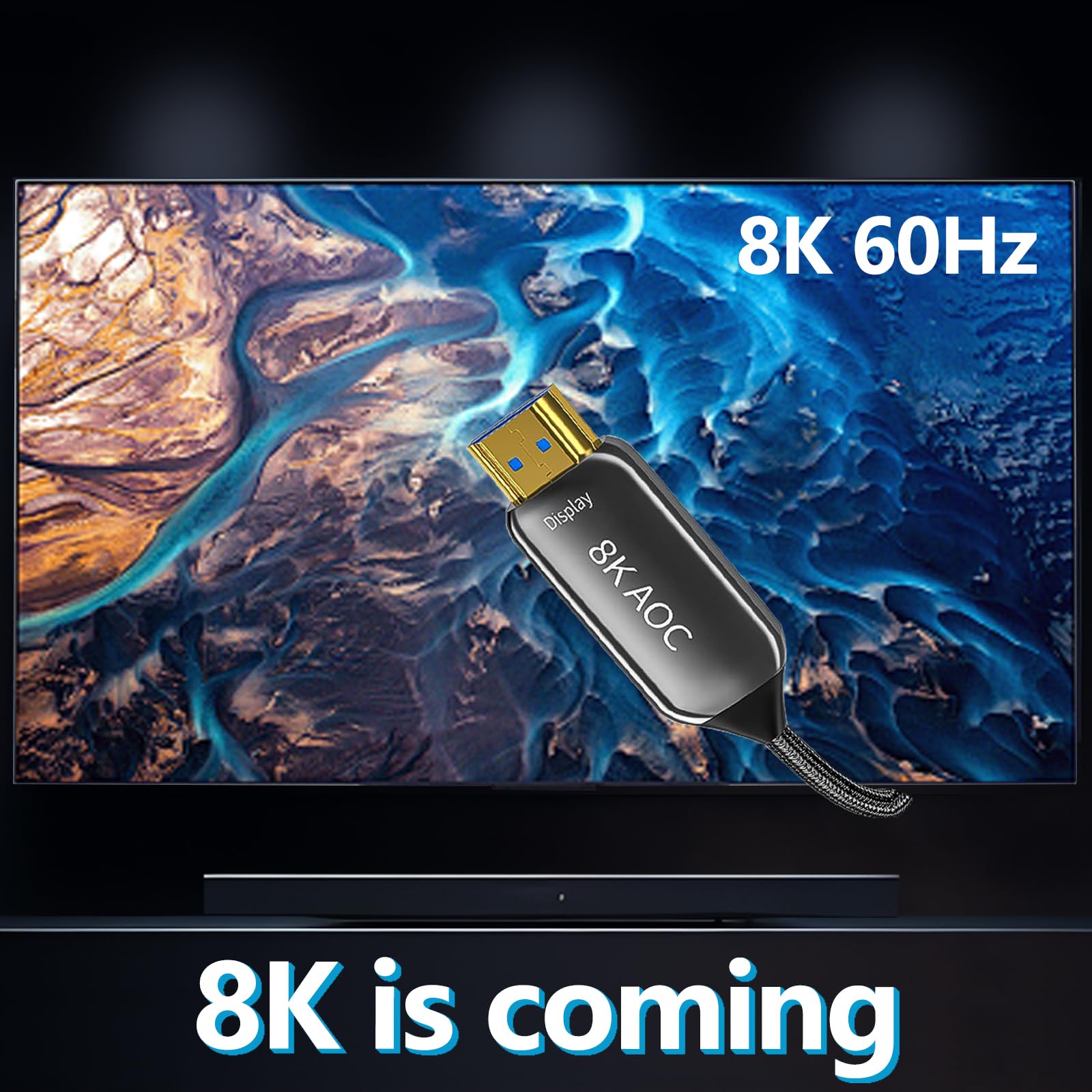 Aieloar Aieloar 100ft Fiber Optic HDMI 2.1 Cable 8K 60Hz Ultra High Speed 48Gbps 4K 120Hz Dynamic HDR10 eARC HDCP2.2 - View 5 of 8