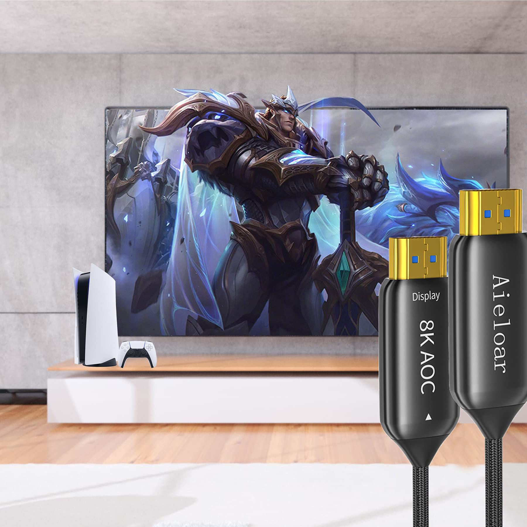 Aieloar Aieloar 100ft Fiber Optic HDMI 2.1 Cable 8K 60Hz Ultra High Speed 48Gbps 4K 120Hz Dynamic HDR10 eARC HDCP2.2 - View 6 of 8