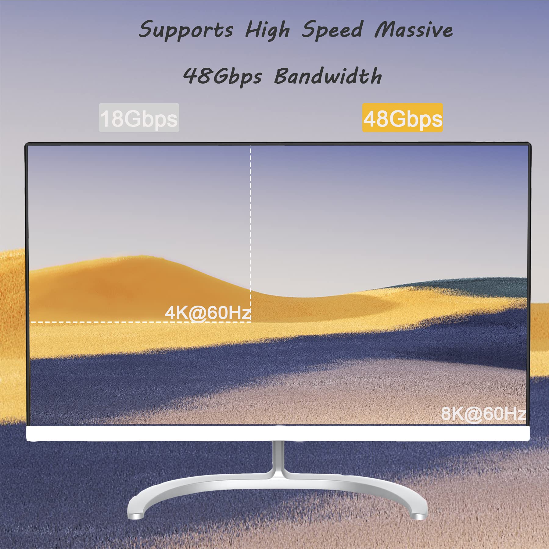 Aieloar Aieloar 100ft Fiber Optic HDMI 2.1 Cable 8K 60Hz Ultra High Speed 48Gbps 4K 120Hz Dynamic HDR10 eARC HDCP2.2 - View 8 of 8