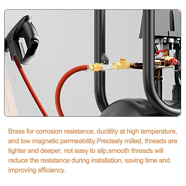 GASHER GASHER 8PCS Brass Pipe Fitting Set with Mini Ball Valves and Barstock Tee for Air Hose Connections - View 5 of 7