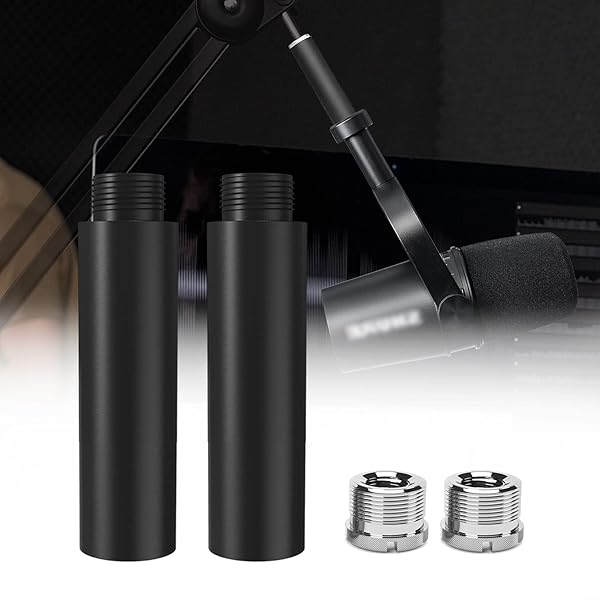 Boseen "Upgrade Your Setup: Boseen 5/8" Mic Stand Extension Tube with Adapters for Desk Boom Arm - 2 Pack"