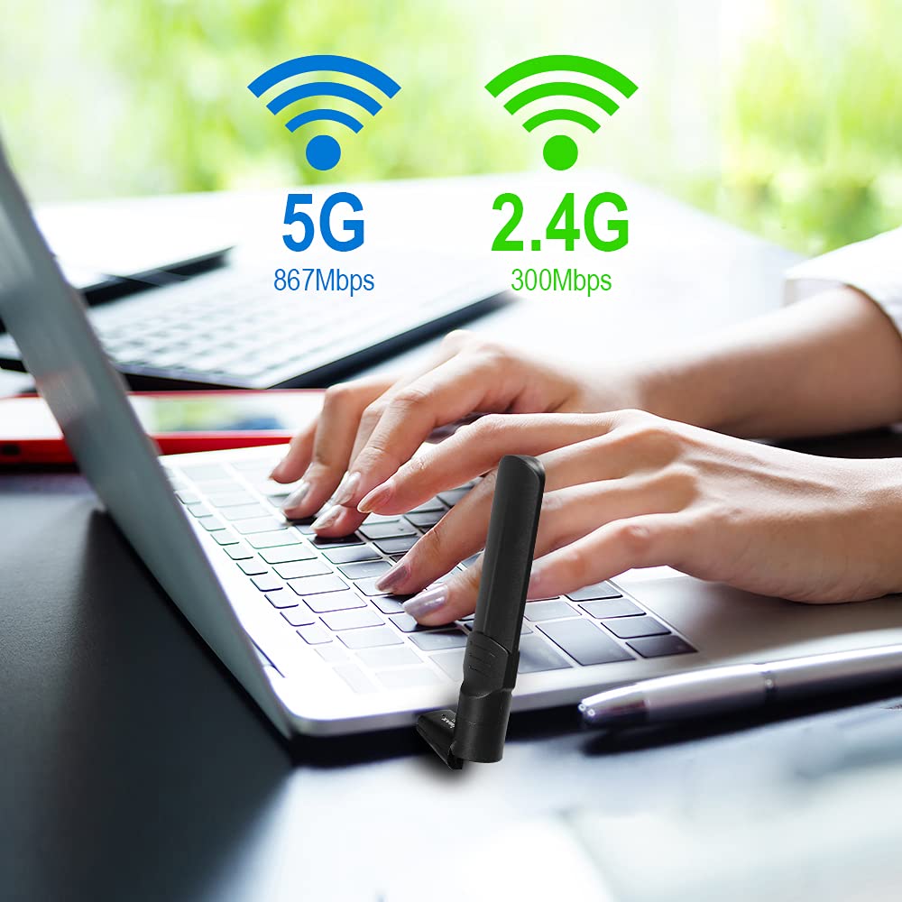 Edimax Wi-Fi 5 AC1200 Dual-Band USB Adapter for PC with MU-MIMO 867Mbps 5GHz 300Mbps 24GHz Adjustable Antenna Compatible with Windows 11 Mac OS Linux - View 8 of 9