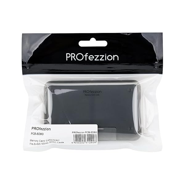 PROfezzion PROfezzion Water-Resistant Memory Card Case: 8 Slot SD Holder for SD/SDXC/SDHC - Durable Grey Design - View 10 of 10