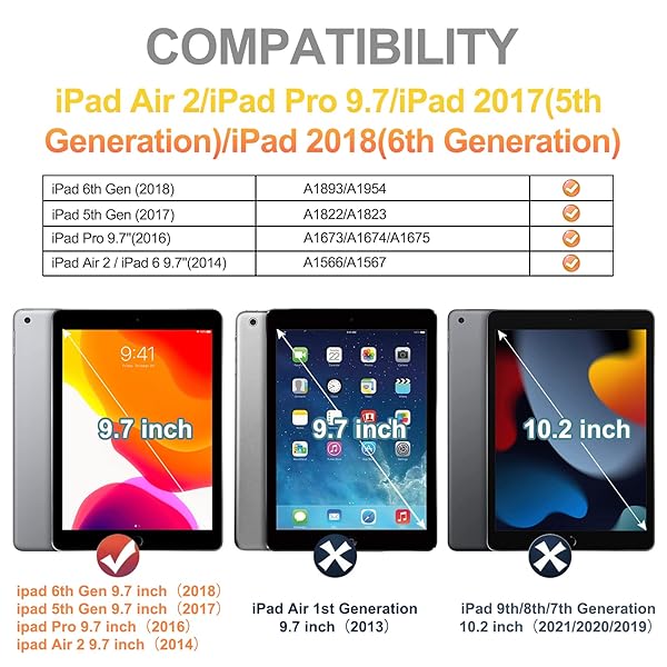 BRAECN BRAECN iPad Case for 5th 6th Generation 2018 2017 Drop Protection Silicone Cover with Pencil Holder Shoulder Strap Kickstand for Kids Red - View 2 of 6