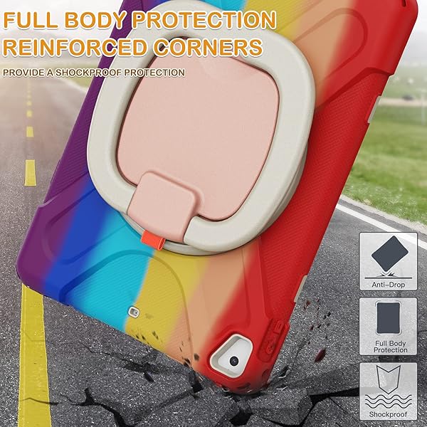 BRAECN BRAECN iPad Case for 5th 6th Generation 2018 2017 Drop Protection Silicone Cover with Pencil Holder Shoulder Strap Kickstand for Kids Red - View 6 of 6