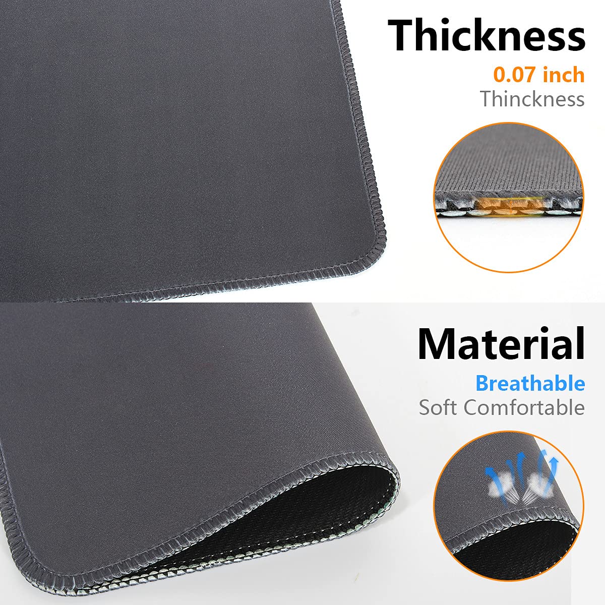 Qisan Qisan Gaming Mouse Pad with Nonslip Rubber Base | Comfy, Foldable Mouse Mat for Desktop, Laptop, Keyboard, Rectangle Mouse Pad Gaming with High - View 3 of 7