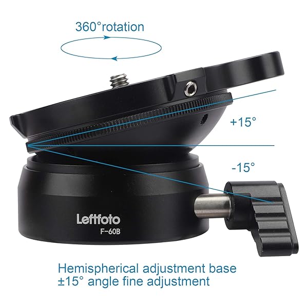 Leftfoto Tripod Leveling Base Half Ball Quick Tilt for Canon Nikon DSLR Cameras Monopods with Offset Bubble Level 15 Degrees Tilt in Any Direction - View 2 of 7