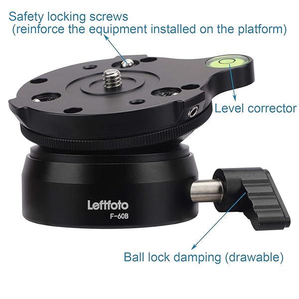 Leftfoto Tripod Leveling Base Half Ball Quick Tilt for Canon Nikon DSLR Cameras Monopods with Offset Bubble Level 15 Degrees Tilt in Any Direction - View 5 of 7