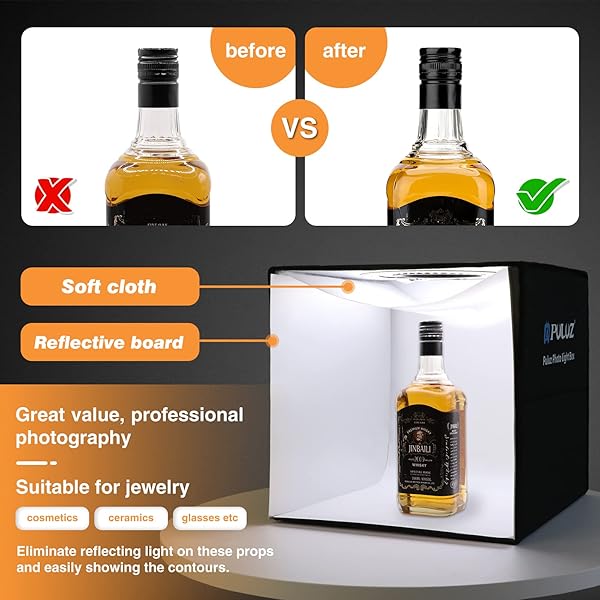 PULUZ PULUZ 11.8 Inch Folding Photo Studio Box with LED Ring Light and 6 Backdrops for Portable Photography with Phones and DSLR Cameras - View 5 of 7