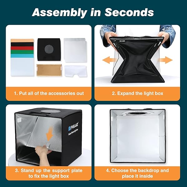 PULUZ PULUZ 11.8 Inch Folding Photo Studio Box with LED Ring Light and 6 Backdrops for Portable Photography with Phones and DSLR Cameras - View 6 of 7