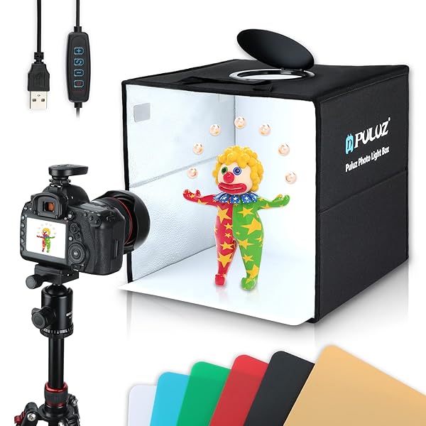 PULUZ PULUZ 11.8 Inch Folding Photo Studio Box with LED Ring Light and 6 Backdrops for Portable Photography with Phones and DSLR Cameras