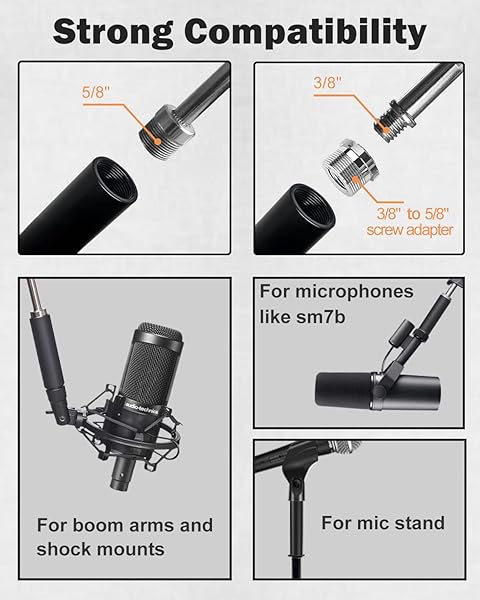 Boseen "Buy Boseen Mic Stand Extension Tube - 5/8" Female to Male for Desk & Arm Stands" - View 5 of 9