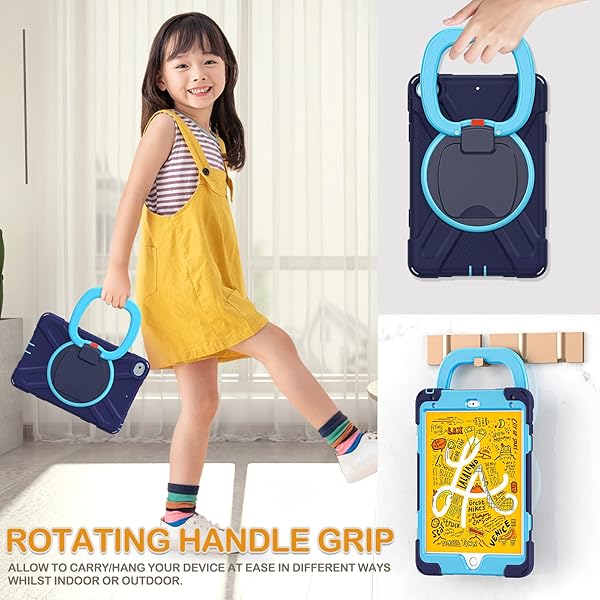 BRAECN BRAECN Heavy Duty Case for iPad Mini 5th and 4th Generation Rugged Full Body Protection with Pencil Holder and Kickstand Navy Blue - View 4 of 6