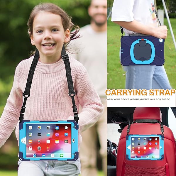 BRAECN BRAECN Heavy Duty Case for iPad Mini 5th and 4th Generation Rugged Full Body Protection with Pencil Holder and Kickstand Navy Blue - View 5 of 6