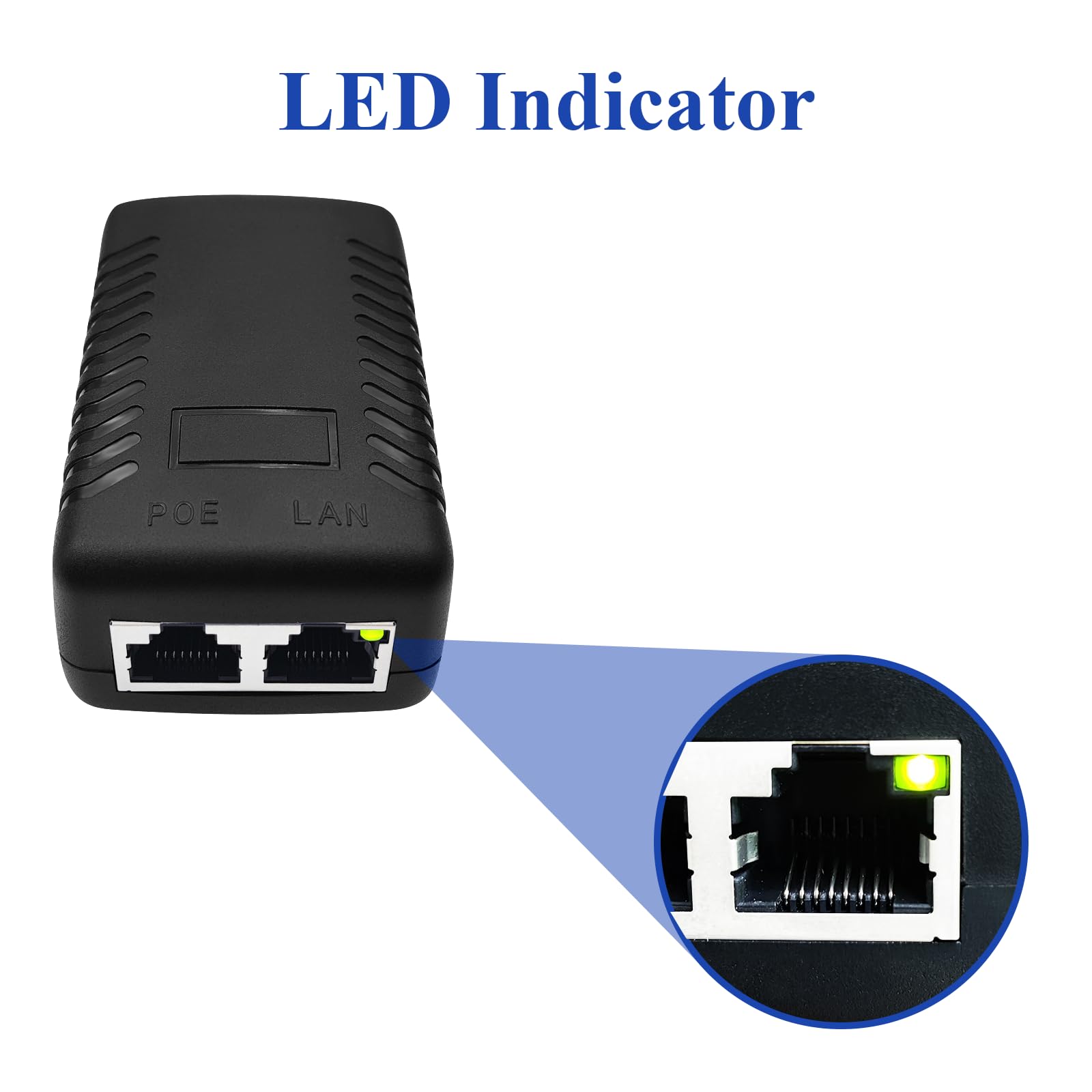 STEAMEMO 52V Gigabit PoE Injector Adapter 15W for IP Cameras and VoIP Phones Plug and Play Network Distance Up to 328 ft - View 6 of 6