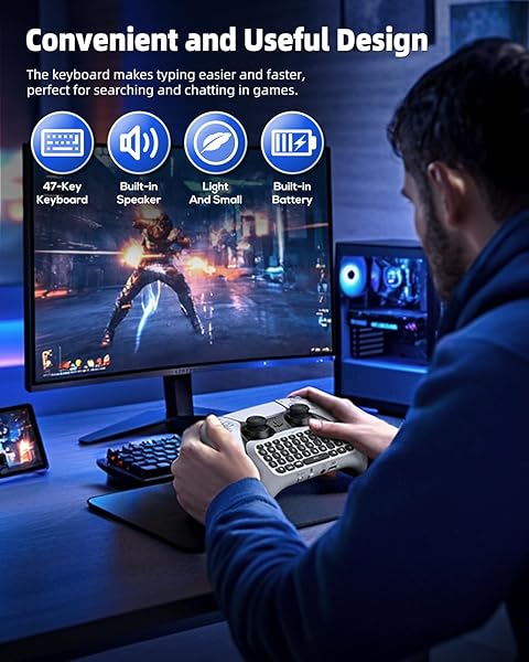 MENEEA MENEEA Wireless Controller Keyboard for PS5 Bluetooth Mini Gamepad with Speaker and Audio Jack for Voice Chat and Gaming - View 7 of 7
