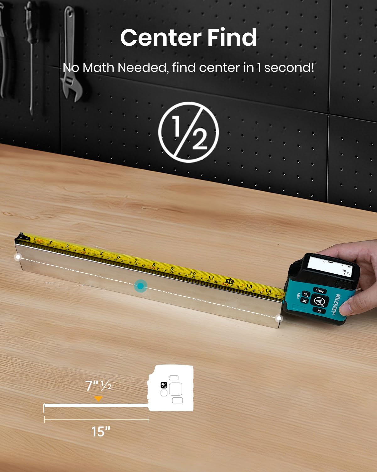 MiLESEEY MiLESEEY DT20 Digital Laser Tape Measure,130FT Laser Measuring Tool,16FT Easy Read Digital Measuring Tape Retractable with Fractions,Rechargeable - View 6 of 9