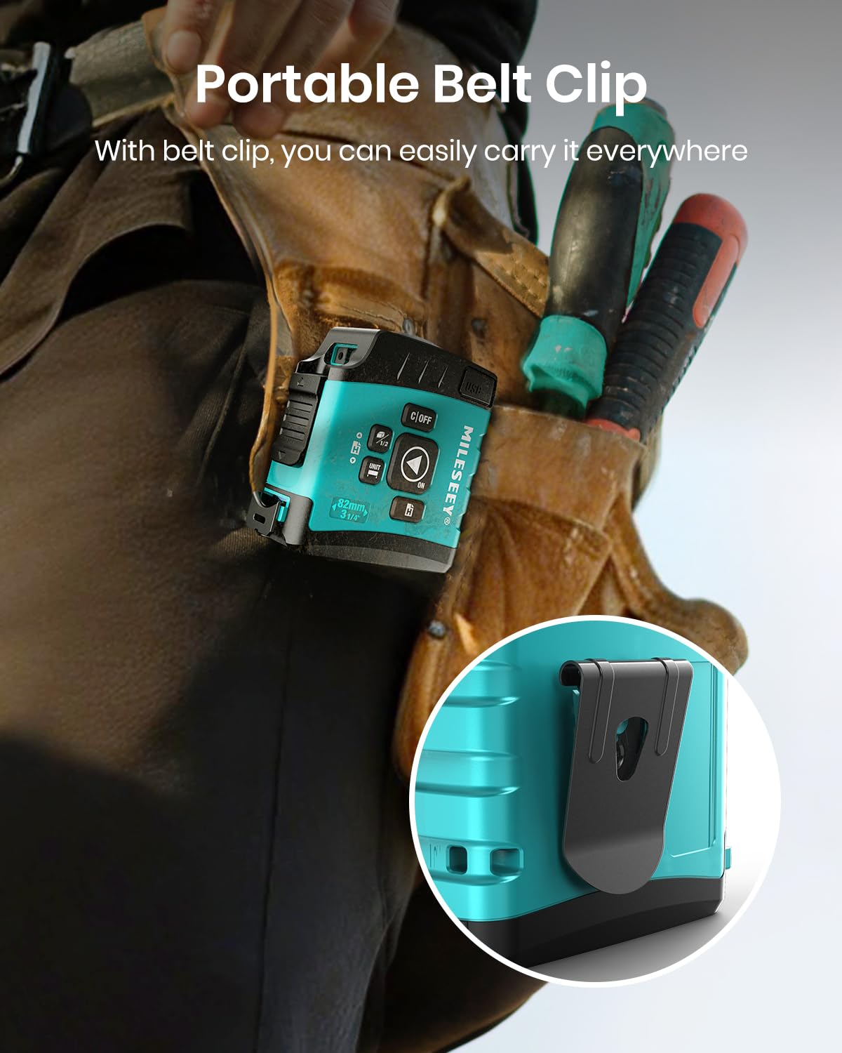 MiLESEEY MiLESEEY DT20 Digital Laser Tape Measure,130FT Laser Measuring Tool,16FT Easy Read Digital Measuring Tape Retractable with Fractions,Rechargeable - View 9 of 9